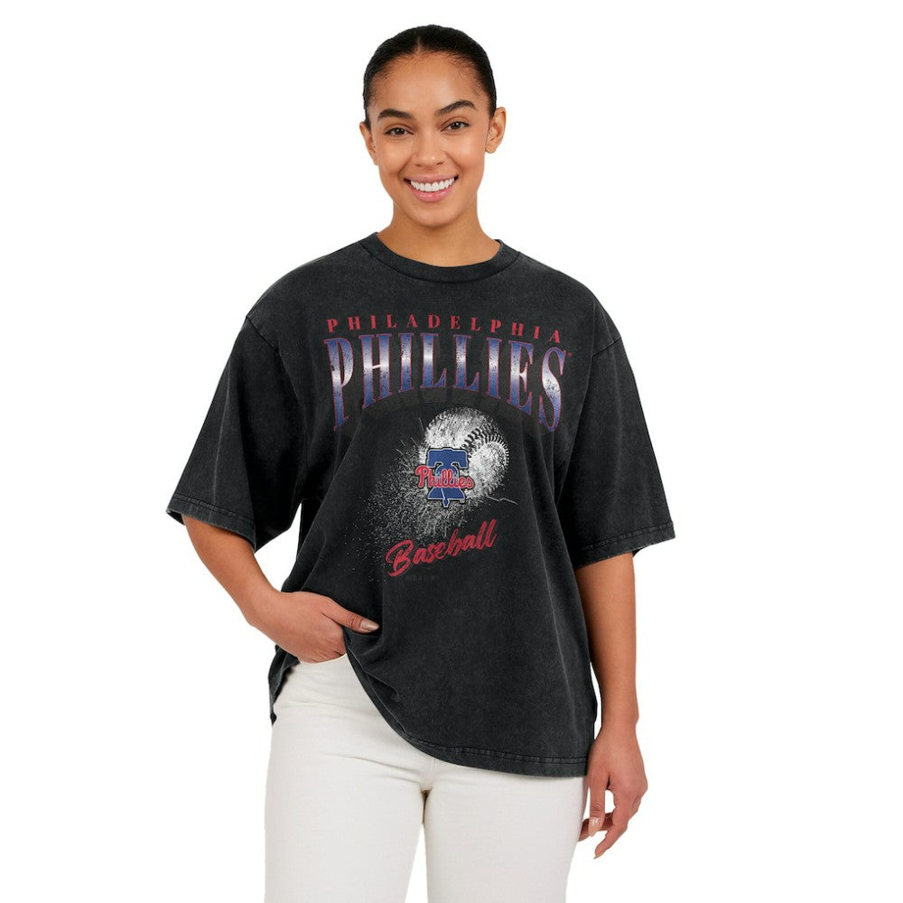 Philadelphia Phillies WEAR by Erin Andrews Women's Oversized Boyfriend T-Shirt - Charcoal