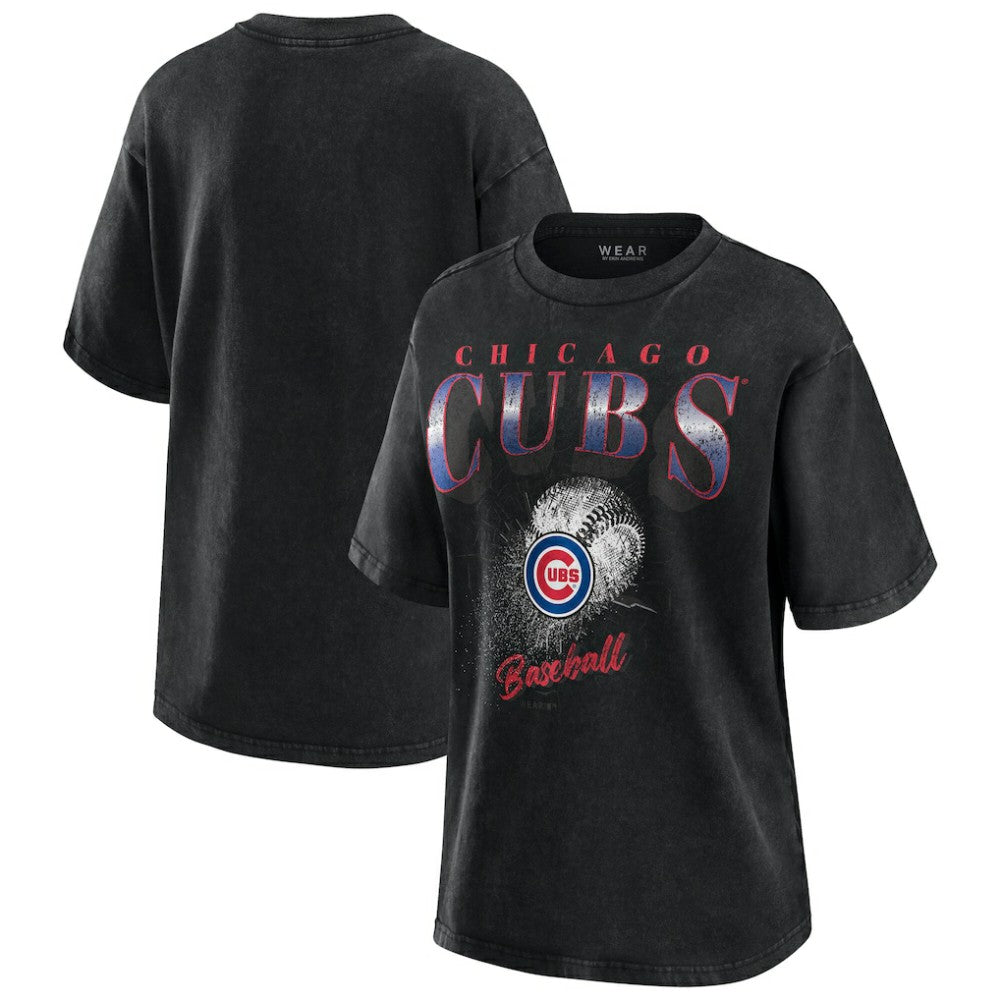Chicago Cubs WEAR by Erin Andrews Women's Oversized Boyfriend T-Shirt - Charcoal