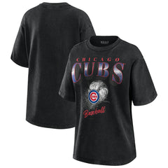 Chicago Cubs WEAR by Erin Andrews Women's Oversized Boyfriend T-Shirt - Charcoal