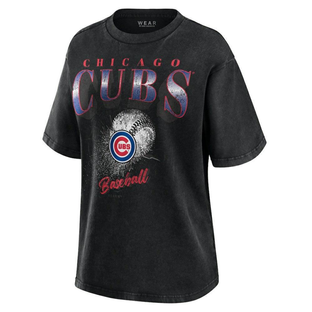 Chicago Cubs WEAR by Erin Andrews Women's Oversized Boyfriend T-Shirt - Charcoal