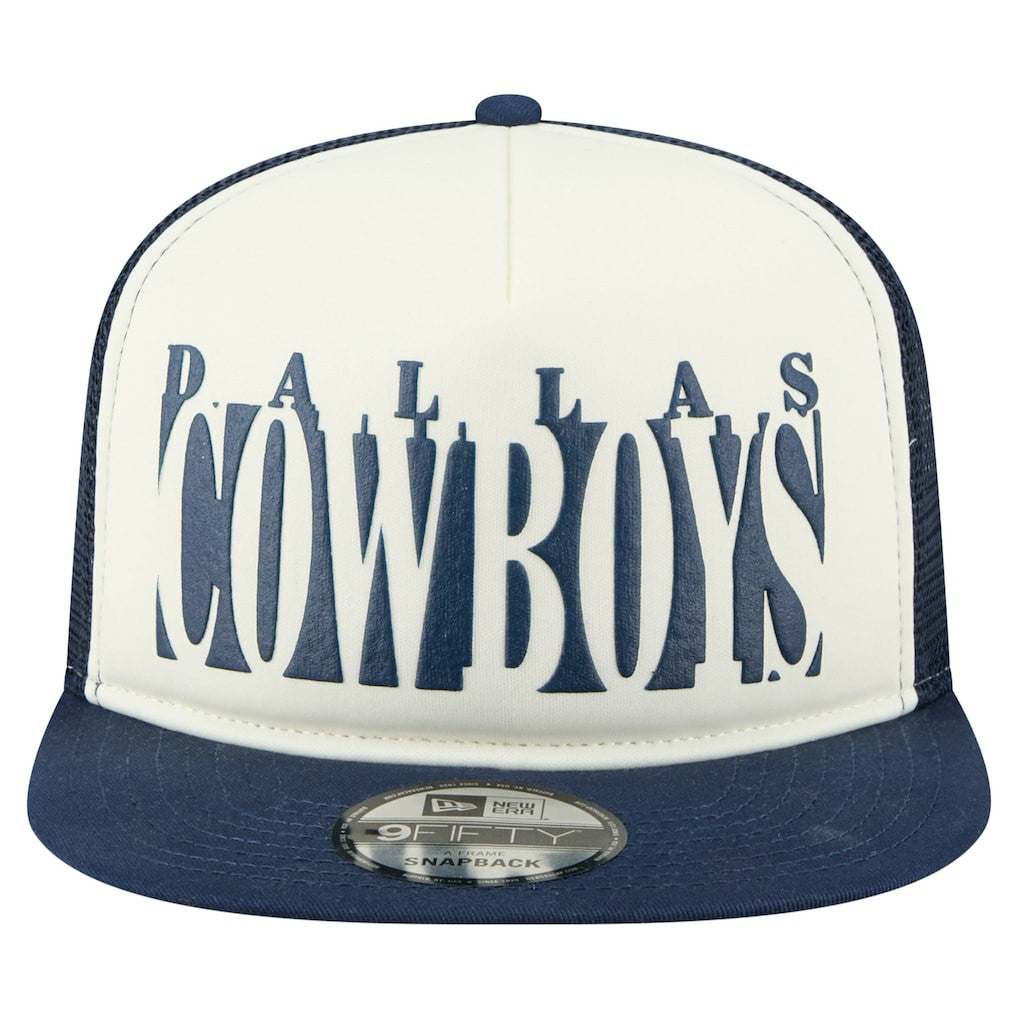 Dallas Cowboys New Era Cutout A-Frame 9FIFTY Snapback Hat - Cream/Navy cheap