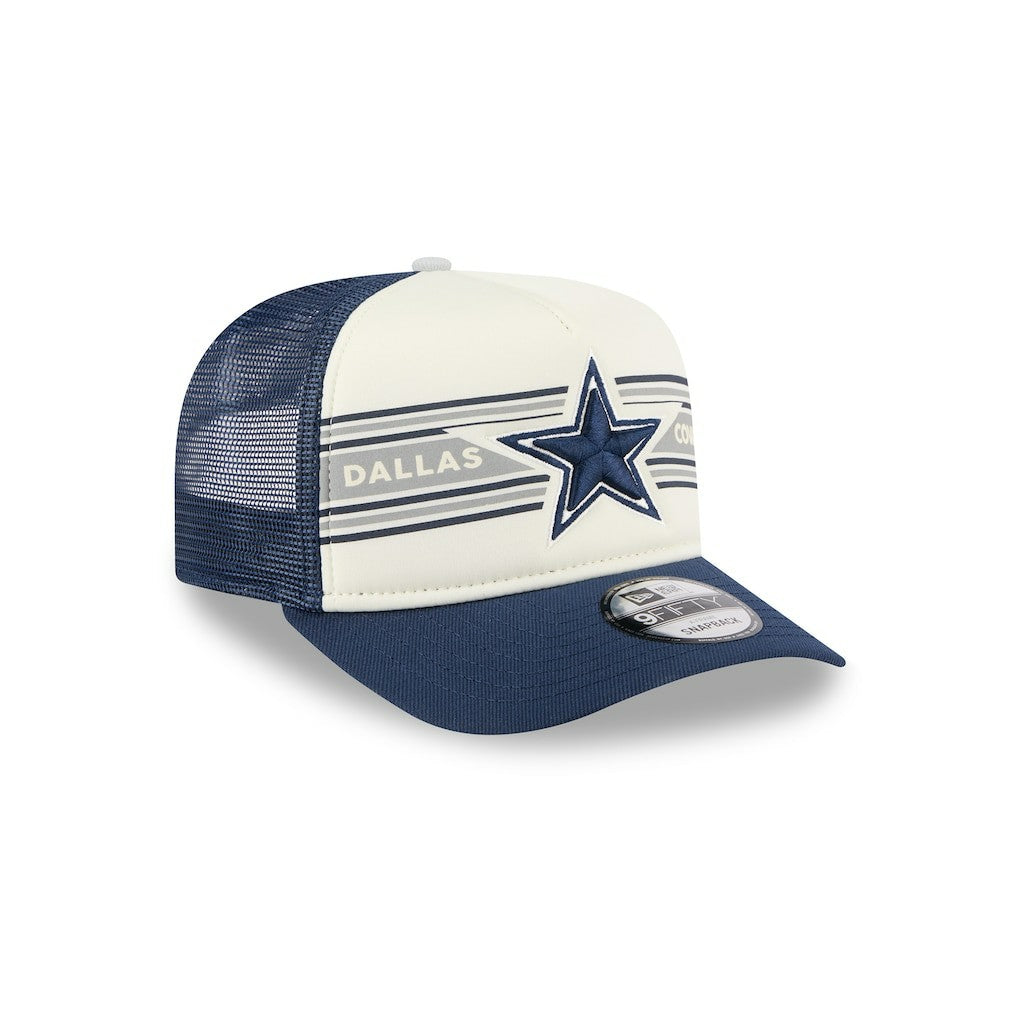 Dallas Cowboys New Era Banner A-Frame 9FIFTY Snapback Hat - Cream/Navy outlet