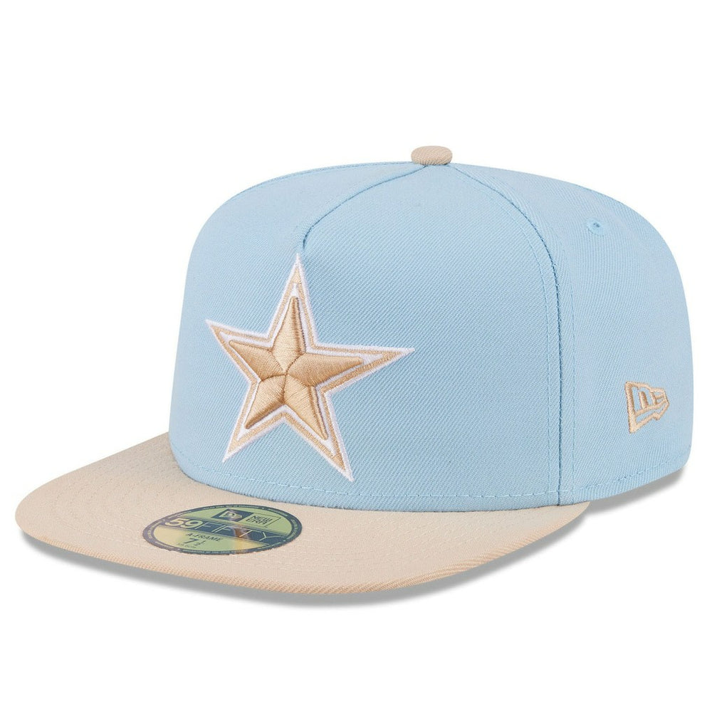 Dallas Cowboys New Era Two-Tone Color Pack A-Frame 59FIFTY Fitted Hat - Light Blue/Light Beige outlet