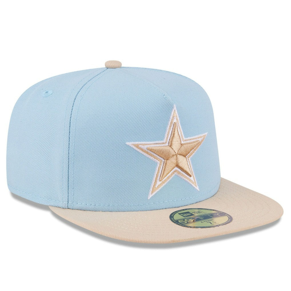Dallas Cowboys New Era Two-Tone Color Pack A-Frame 59FIFTY Fitted Hat - Light Blue/Light Beige outlet