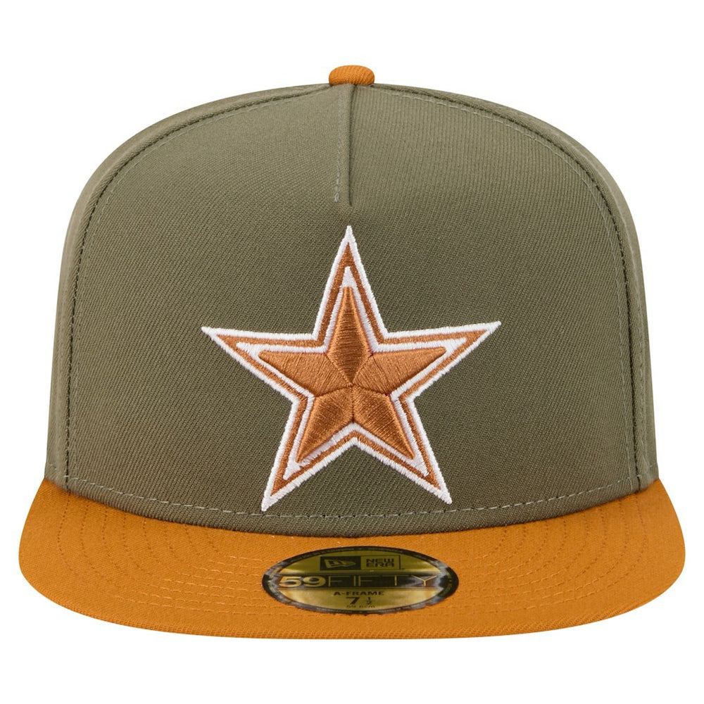 Dallas Cowboys New Era 2-Tone Color Pack A-Frame 59FIFTY Fitted Hat - Olive/Brown cheap