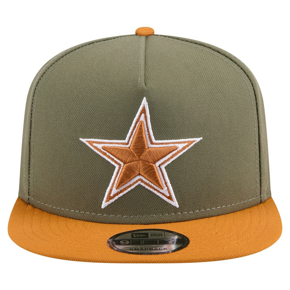 Dallas Cowboys New Era Two-Tone A-Frame 9FIFTY Snapback Hat - Olive/Brown on sale