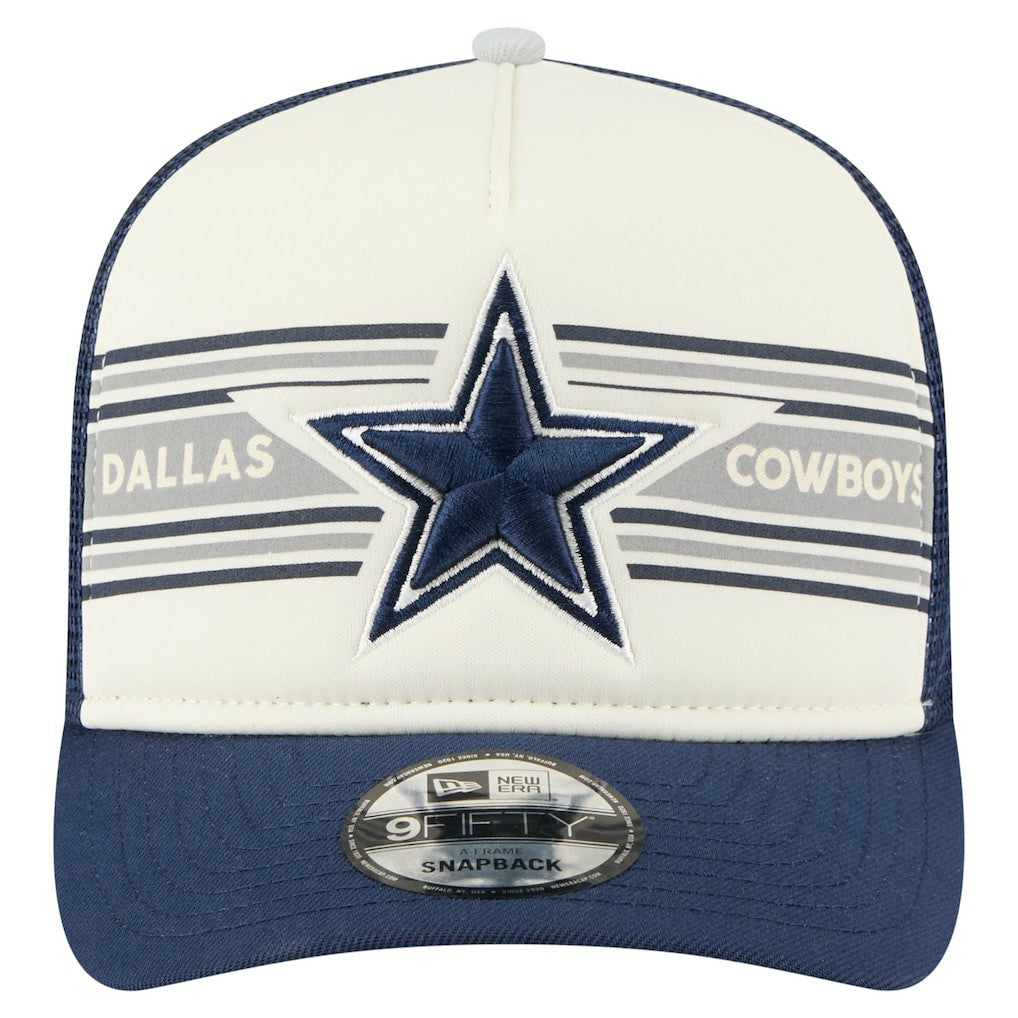 Dallas Cowboys New Era Youth Banner A-Frame 9FIFTY Trucker Snapback Hat - Cream/Navy on sale