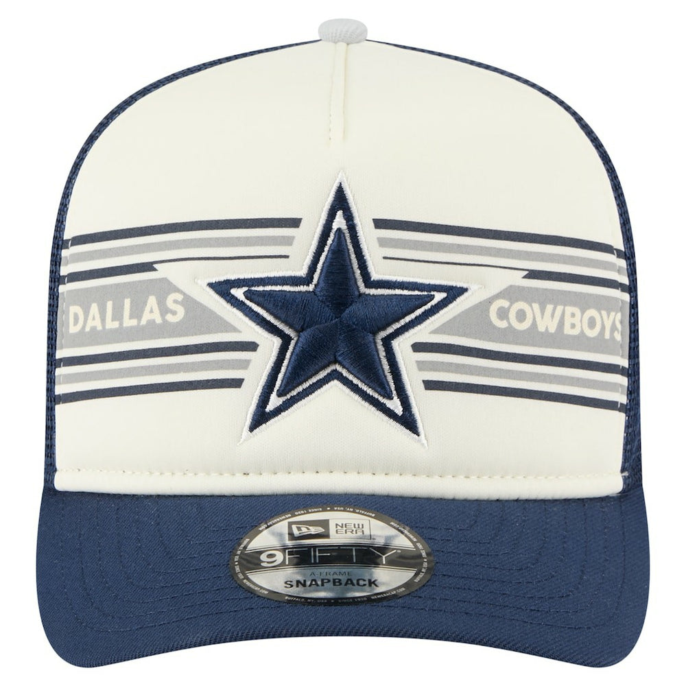 Dallas Cowboys New Era Youth Banner A-Frame 9FIFTY Trucker Snapback Hat - Cream/Navy on sale