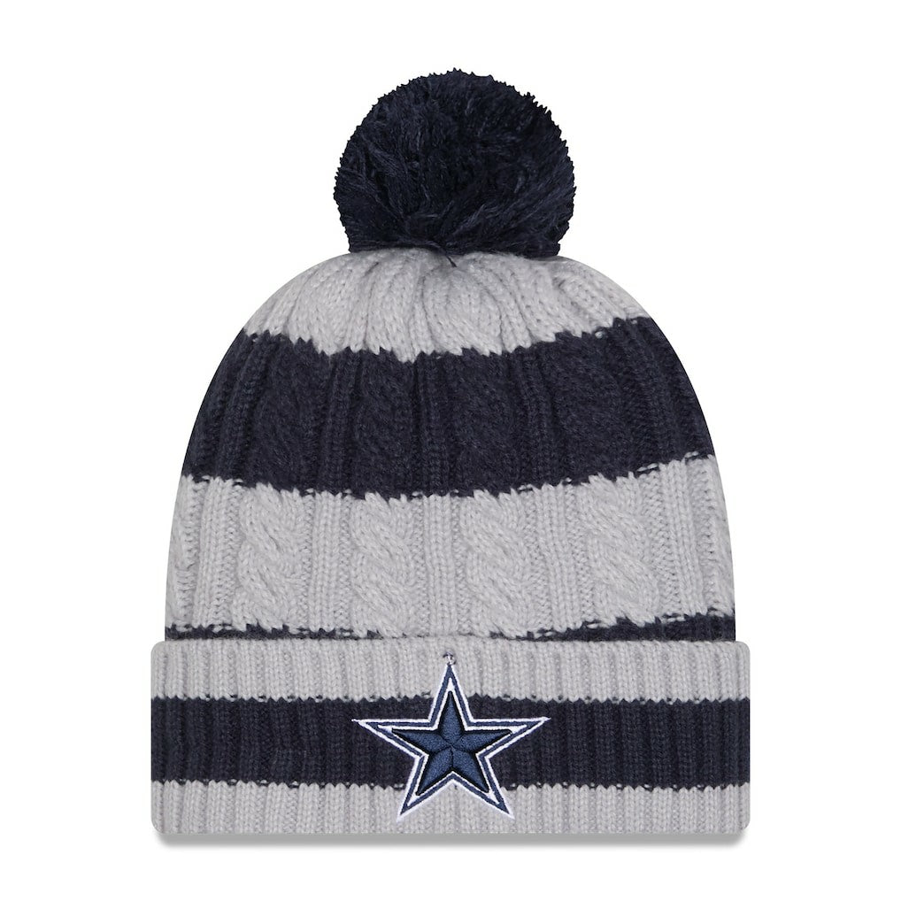 Dallas Cowboys New Era Women's Braided Cuffed Knit Hat with Pom - Navy for sale