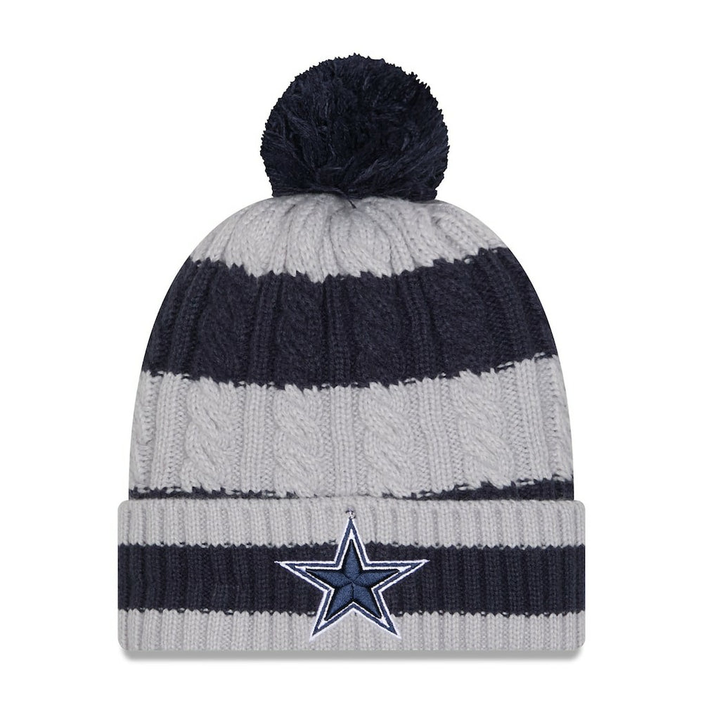 Dallas Cowboys New Era Women's Braided Cuffed Knit Hat with Pom - Navy for sale
