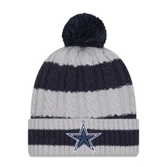 Dallas Cowboys New Era Women's Braided Cuffed Knit Hat with Pom - Navy for sale