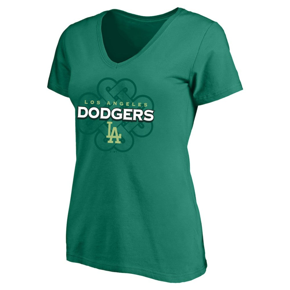 Los Angeles Dodgers Profile Women's Plus Size Celtic V-Neck T-Shirt - Kelly Green