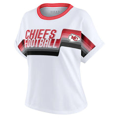 Kansas City Chiefs WEAR by Erin Andrews Women's Cropped Center Stripe Dolman T-Shirt - White on sale
