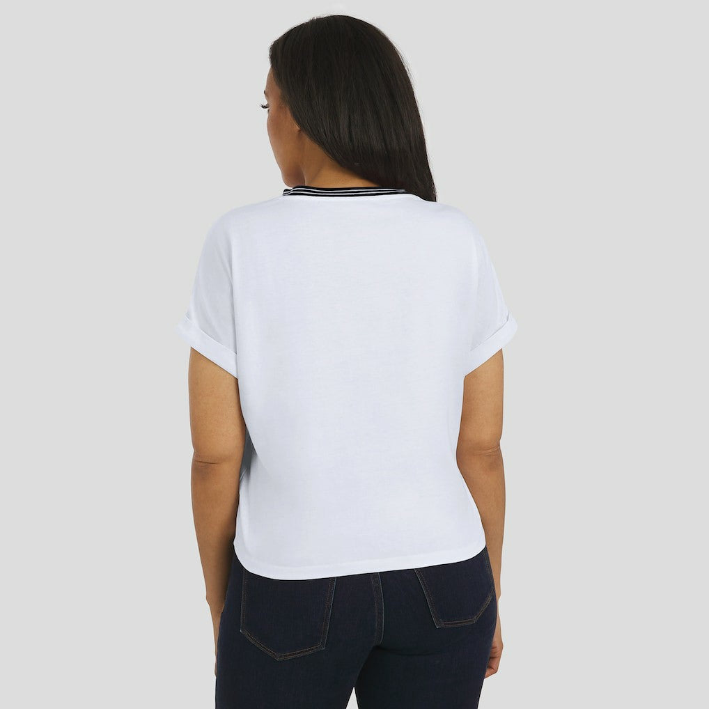 Cincinnati Bengals WEAR by Erin Andrews Women's Cropped Center Stripe Dolman T-Shirt - White outlet