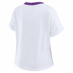 Minnesota Vikings WEAR by Erin Andrews Women's Cropped Center Stripe Dolman T-Shirt - White sale