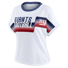New York Giants WEAR by Erin Andrews Women's Cropped Center Stripe Dolman T-Shirt - White outlet