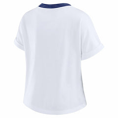 New York Giants WEAR by Erin Andrews Women's Cropped Center Stripe Dolman T-Shirt - White outlet