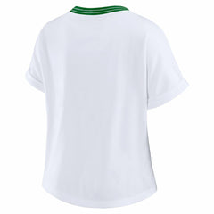 New York Jets WEAR by Erin Andrews Women's Cropped Center Stripe Dolman T-Shirt - White online