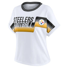 Pittsburgh Steelers WEAR by Erin Andrews Women's Cropped Center Stripe Dolman T-Shirt - White online