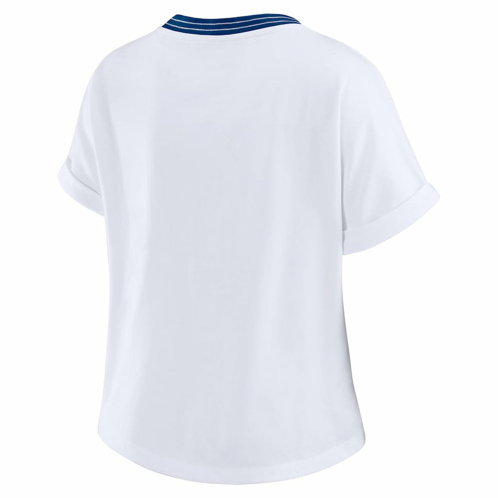 Indianapolis Colts WEAR by Erin Andrews Women's Cropped Center Stripe Dolman T-Shirt - White sale