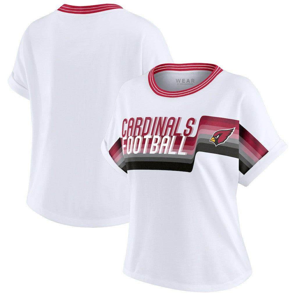 Arizona Cardinals WEAR by Erin Andrews Women's Cropped Center Stripe Dolman T-Shirt - White sale