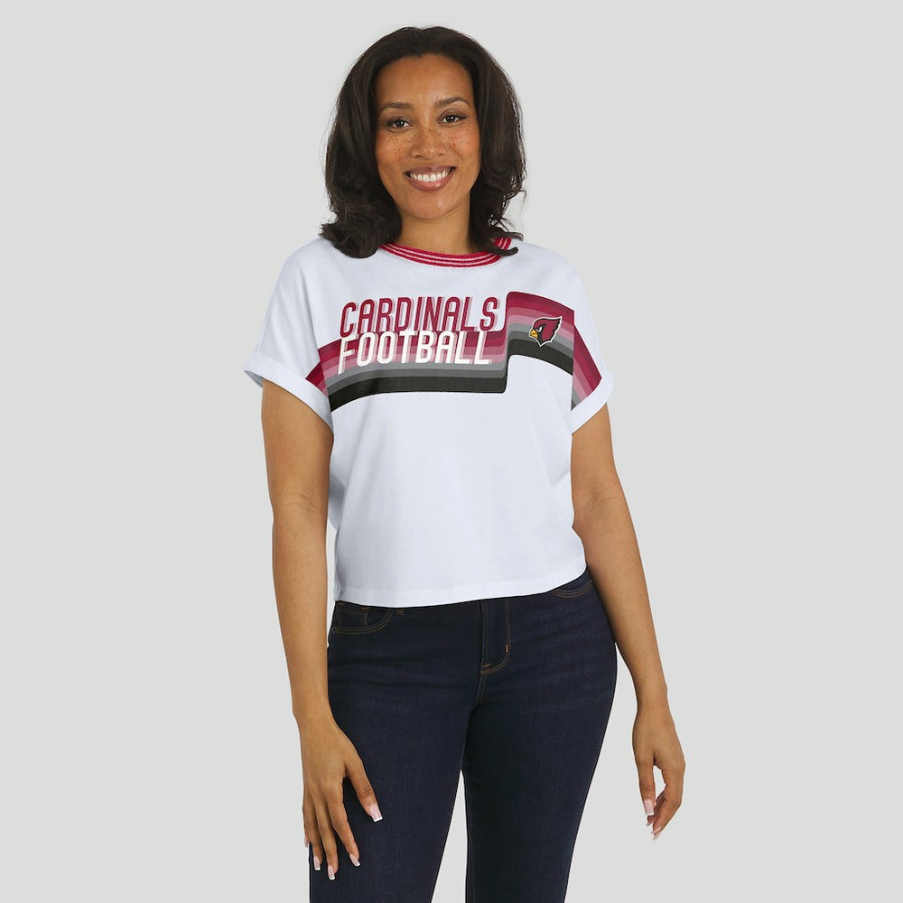 Arizona Cardinals WEAR by Erin Andrews Women's Cropped Center Stripe Dolman T-Shirt - White sale