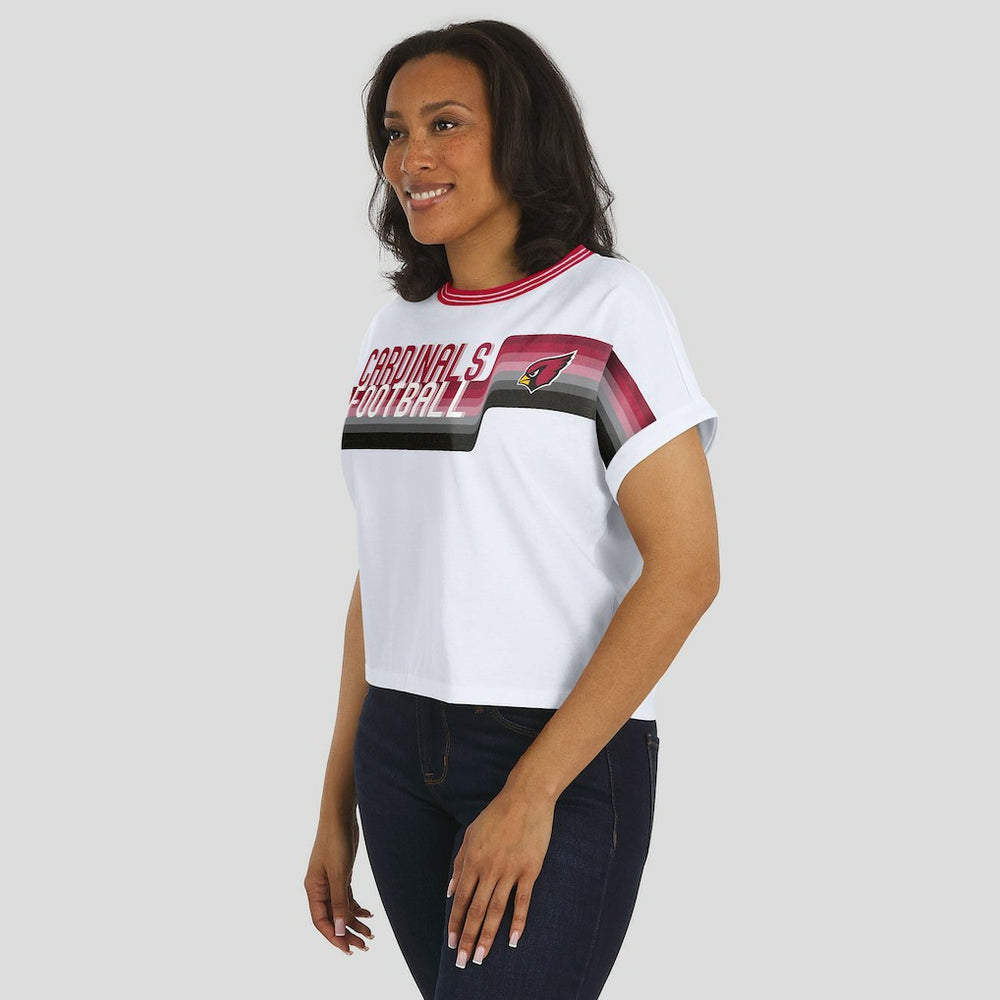 Arizona Cardinals WEAR by Erin Andrews Women's Cropped Center Stripe Dolman T-Shirt - White sale