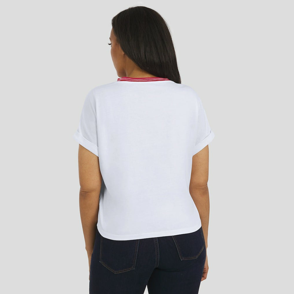 Arizona Cardinals WEAR by Erin Andrews Women's Cropped Center Stripe Dolman T-Shirt - White sale