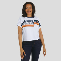 Chicago Bears WEAR by Erin Andrews Women's Cropped Center Stripe Dolman T-Shirt - White discount
