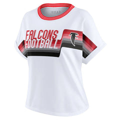 Atlanta Falcons WEAR by Erin Andrews Women's Cropped Center Stripe Dolman T-Shirt - White sale