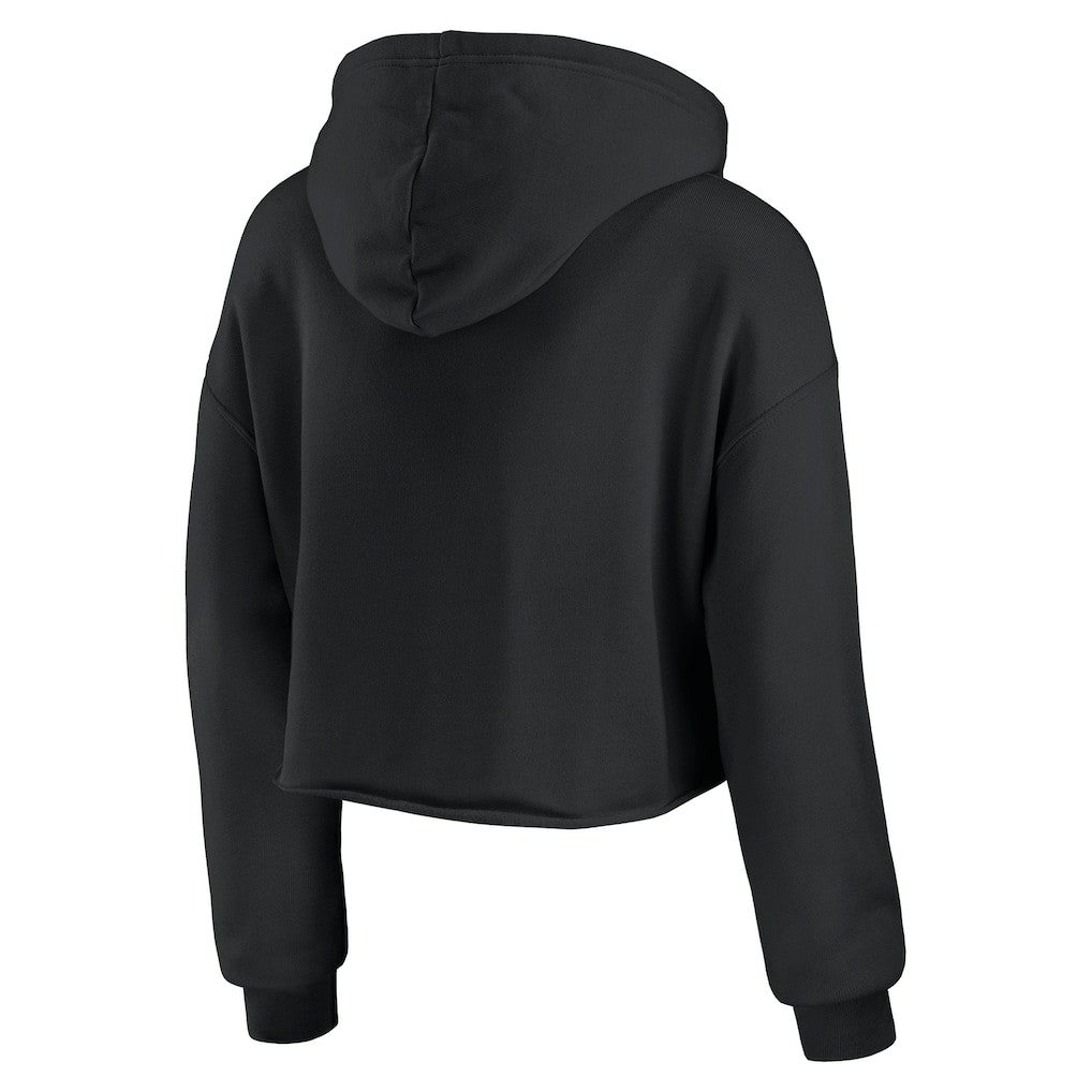 Atlanta Falcons WEAR by Erin Andrews Women's Domestic Cropped Pullover Hoodie - Black for sale
