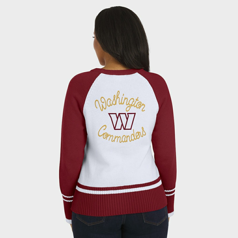 Washington Commanders WEAR by Erin Andrews Women's Colorblock Raglan Sweater - White/Burgundy on sale