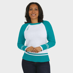 Miami Dolphins WEAR by Erin Andrews Women's Colorblock Raglan Sweater - White/Aqua outlet