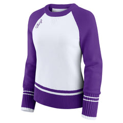 Minnesota Vikings WEAR by Erin Andrews Women's Colorblock Raglan Sweater - White/Purple for sale