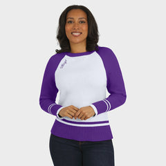 Minnesota Vikings WEAR by Erin Andrews Women's Colorblock Raglan Sweater - White/Purple for sale