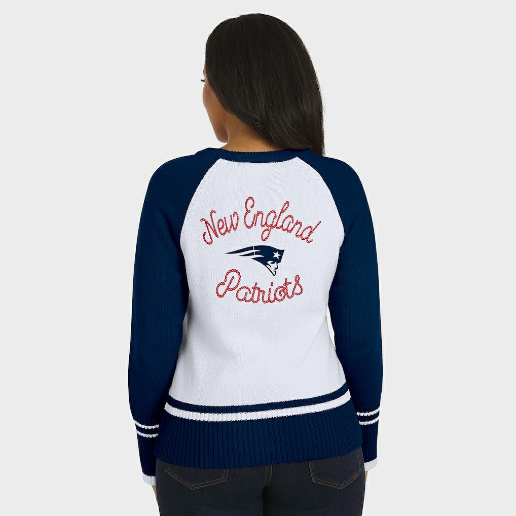 New England Patriots WEAR by Erin Andrews Women's Colorblock Raglan Sweater - White/Navy online