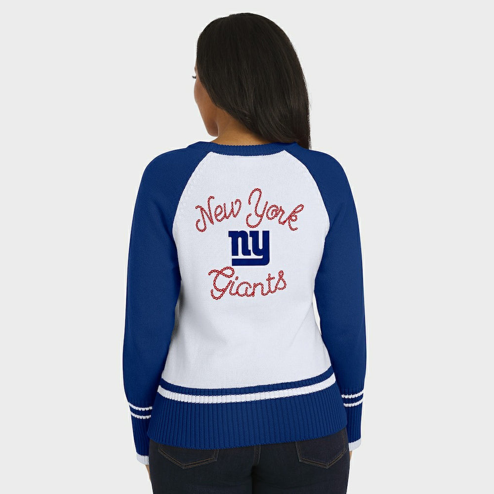 New York Giants WEAR by Erin Andrews Women's Colorblock Raglan Sweater - White/Royal cheap