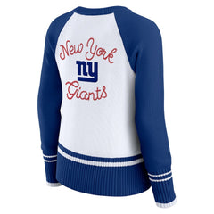 New York Giants WEAR by Erin Andrews Women's Colorblock Raglan Sweater - White/Royal cheap