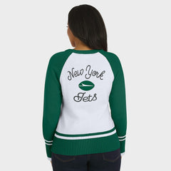 New York Jets WEAR by Erin Andrews Women's Colorblock Raglan Sweater - White/Green sale