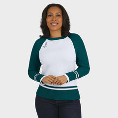 Philadelphia Eagles WEAR by Erin Andrews Women's Colorblock Raglan Sweater - White/Midnight Green discount