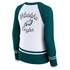 Philadelphia Eagles WEAR by Erin Andrews Women's Colorblock Raglan Sweater - White/Midnight Green discount