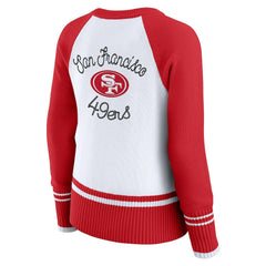 San Francisco 49ers WEAR by Erin Andrews Women's Colorblock Raglan Sweater - White/Scarlet for sale