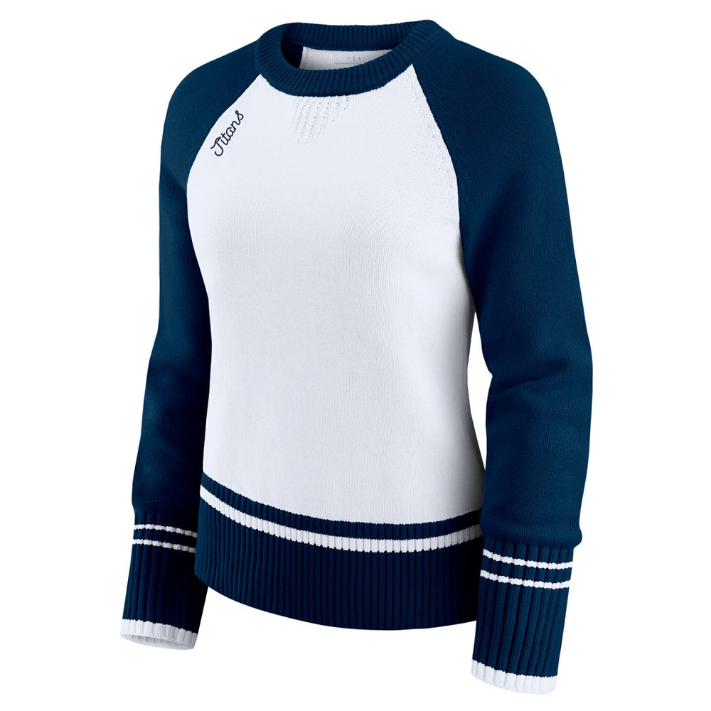 Tennessee Titans WEAR by Erin Andrews Women's Colorblock Raglan Sweater - White/Navy on sale