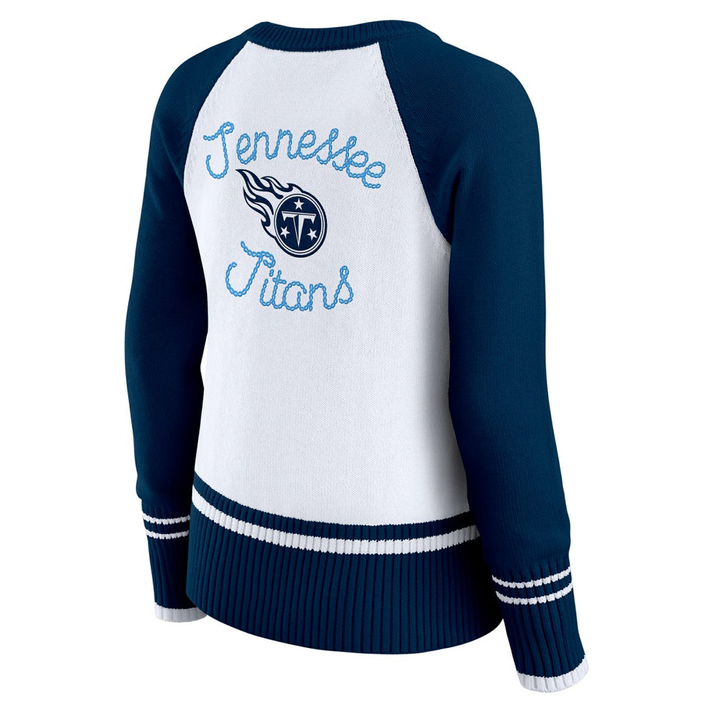 Tennessee Titans WEAR by Erin Andrews Women's Colorblock Raglan Sweater - White/Navy on sale