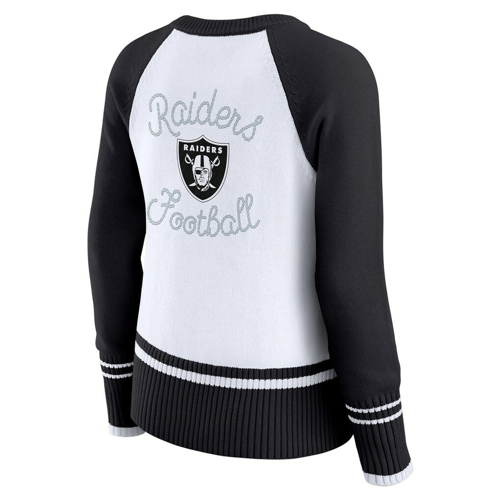 Las Vegas Raiders WEAR by Erin Andrews Women's Colorblock Raglan Sweater - White/Black online