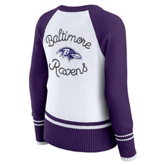 Baltimore Ravens WEAR by Erin Andrews Women's Colorblock Raglan Sweater - White/Purple discount