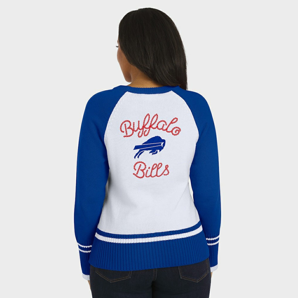 Buffalo Bills WEAR by Erin Andrews Women's Colorblock Raglan Sweater - White/Royal cheap