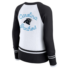 Carolina Panthers WEAR by Erin Andrews Women's Colorblock Raglan Sweater - White/Black sale