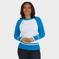 Detroit Lions WEAR by Erin Andrews Women's Colorblock Raglan Sweater - White/Blue on sale