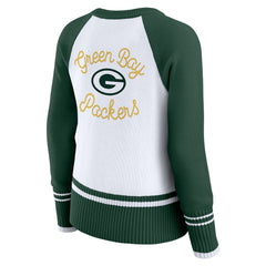Green Bay Packers WEAR by Erin Andrews Women's Colorblock Raglan Sweater - White/Green on sale